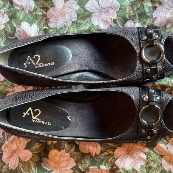 A2 by Aerosoles Benelux Black & Grey Snakeskin Pattern Pumps Size 8M - Picture 1 of 8